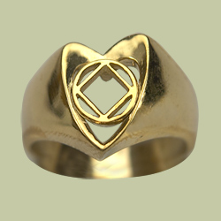 1581 Heart Ring w NA Service Symbol