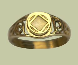 1652 Scroll ring w Narcotics Anonymous Logo